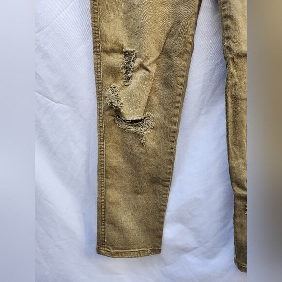 Free People Straight Crop Utility Jeans in Distressed Olive - Women's Size 2 - Picture 5 of 14